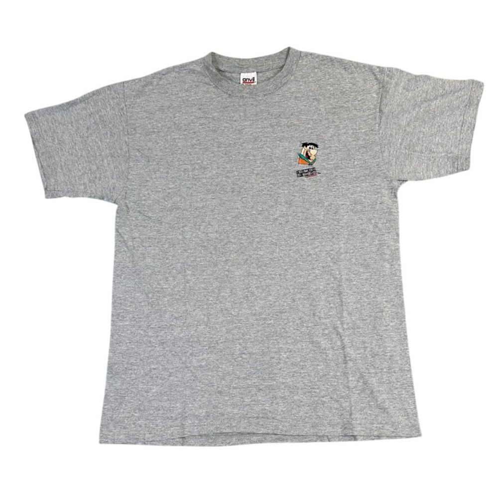 Vintage Anvil Cartoon Network Wacky Racers Fred Flintstone Gray T-Shirt XL